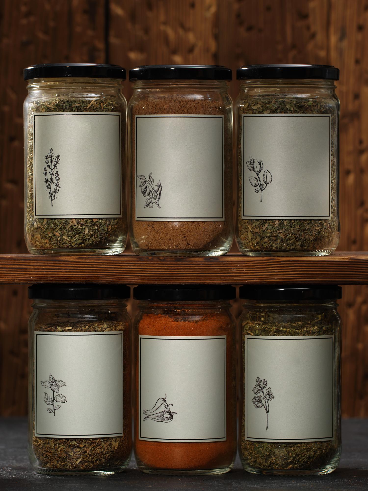 artisan jar labels and sealed spice kits